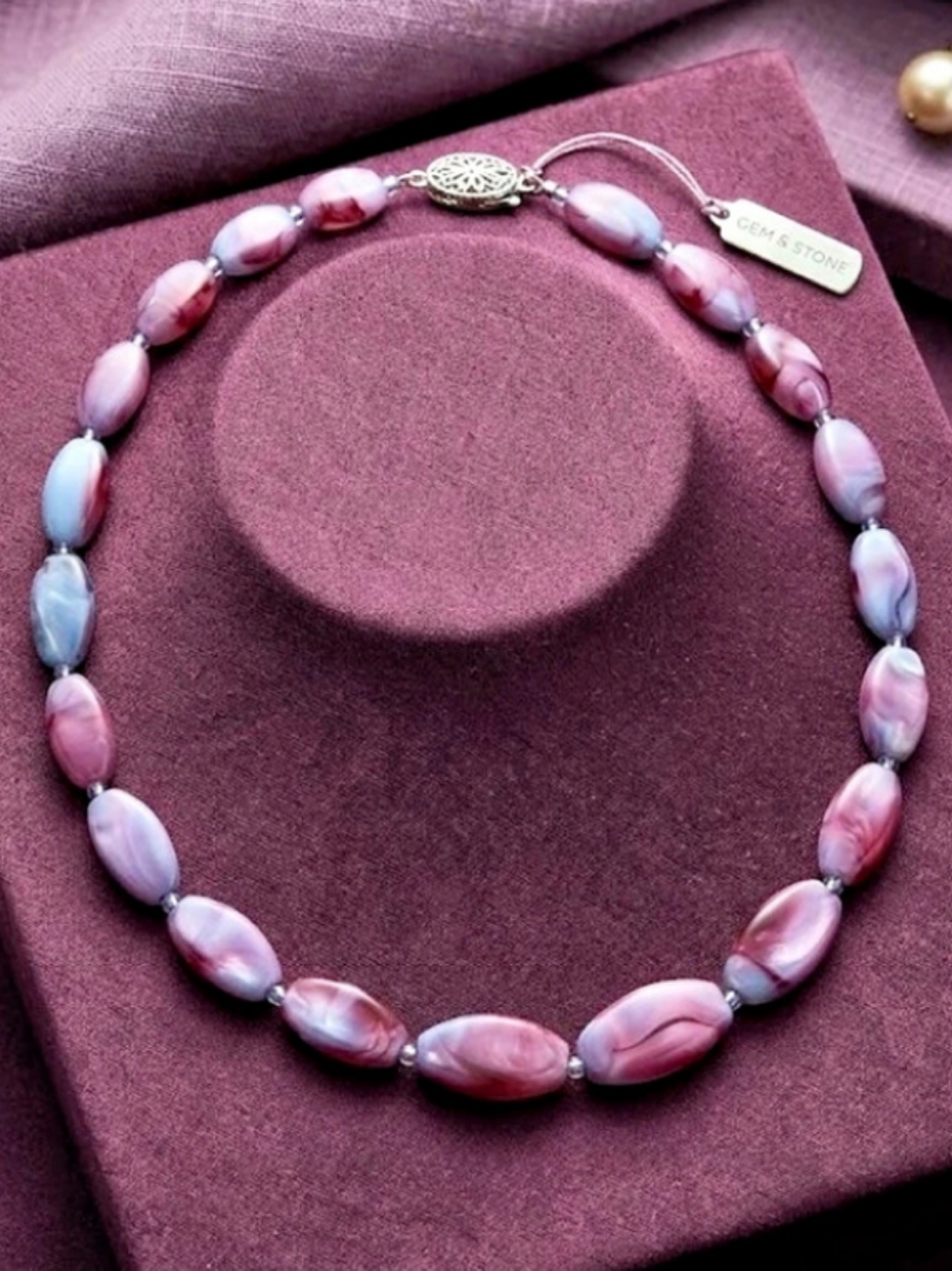 VTG 1950's Czech Art Glass Necklace Purple Pink Blue - Chic Art To Wear